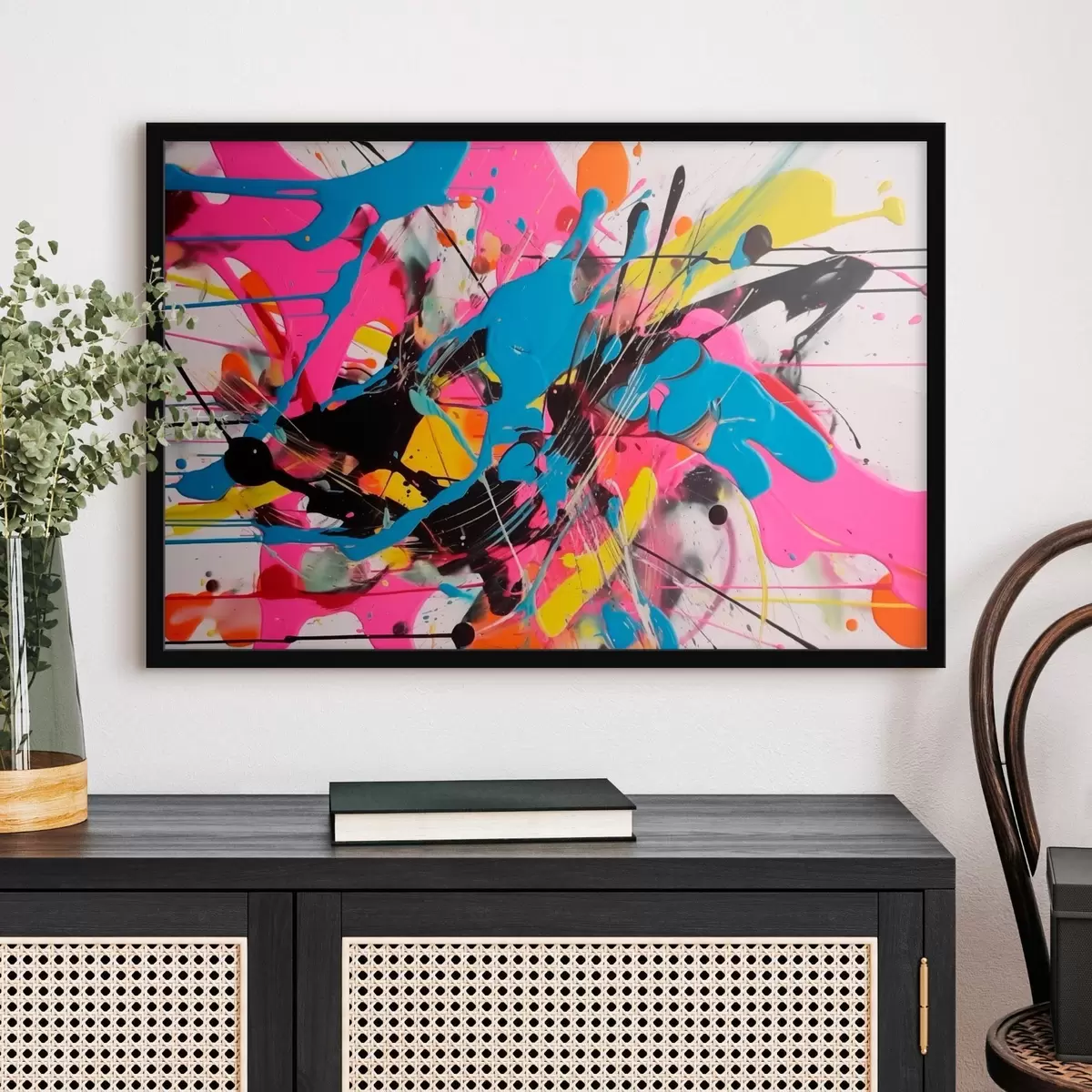 Poster Salpicadura brillante de pintura. Estilo abstracto con gotas. f46478