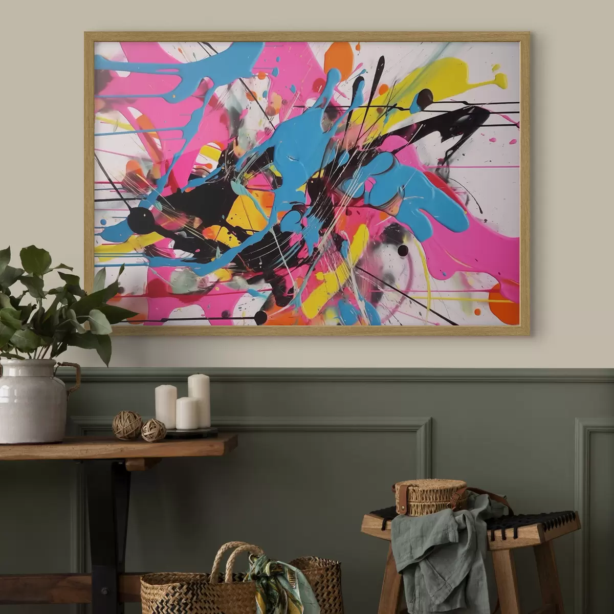 Poster Salpicadura brillante de pintura. Estilo abstracto con gotas f46478