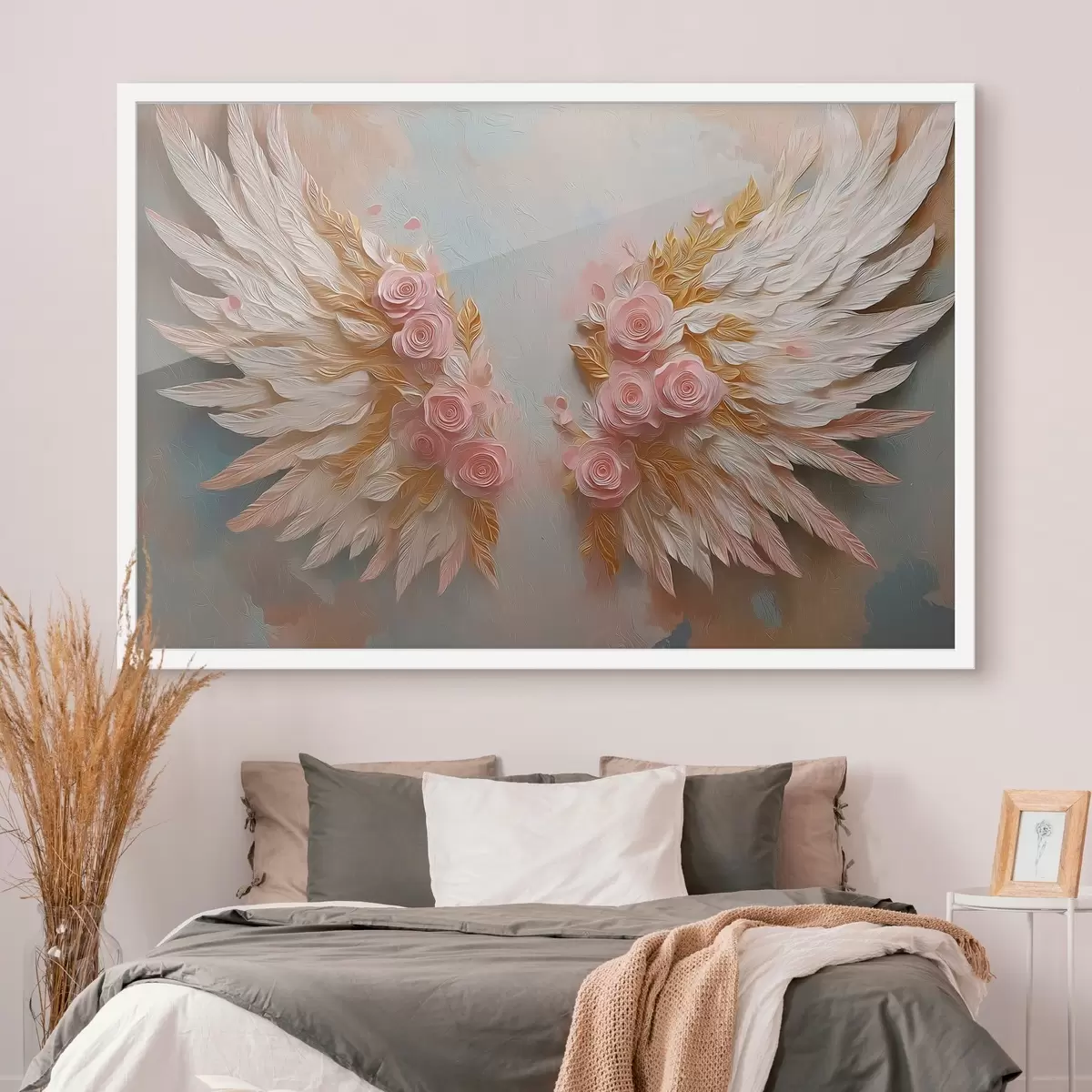 Poster Alas con colores amarillo y rosa f46551