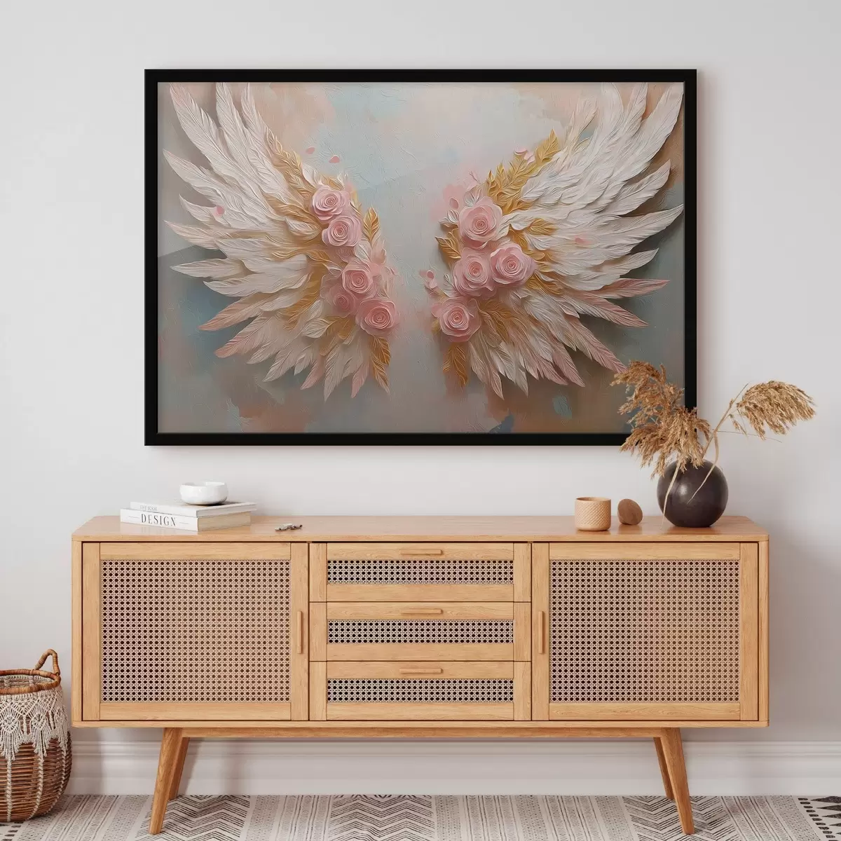 Poster Alas con colores amarillo y rosa f46551