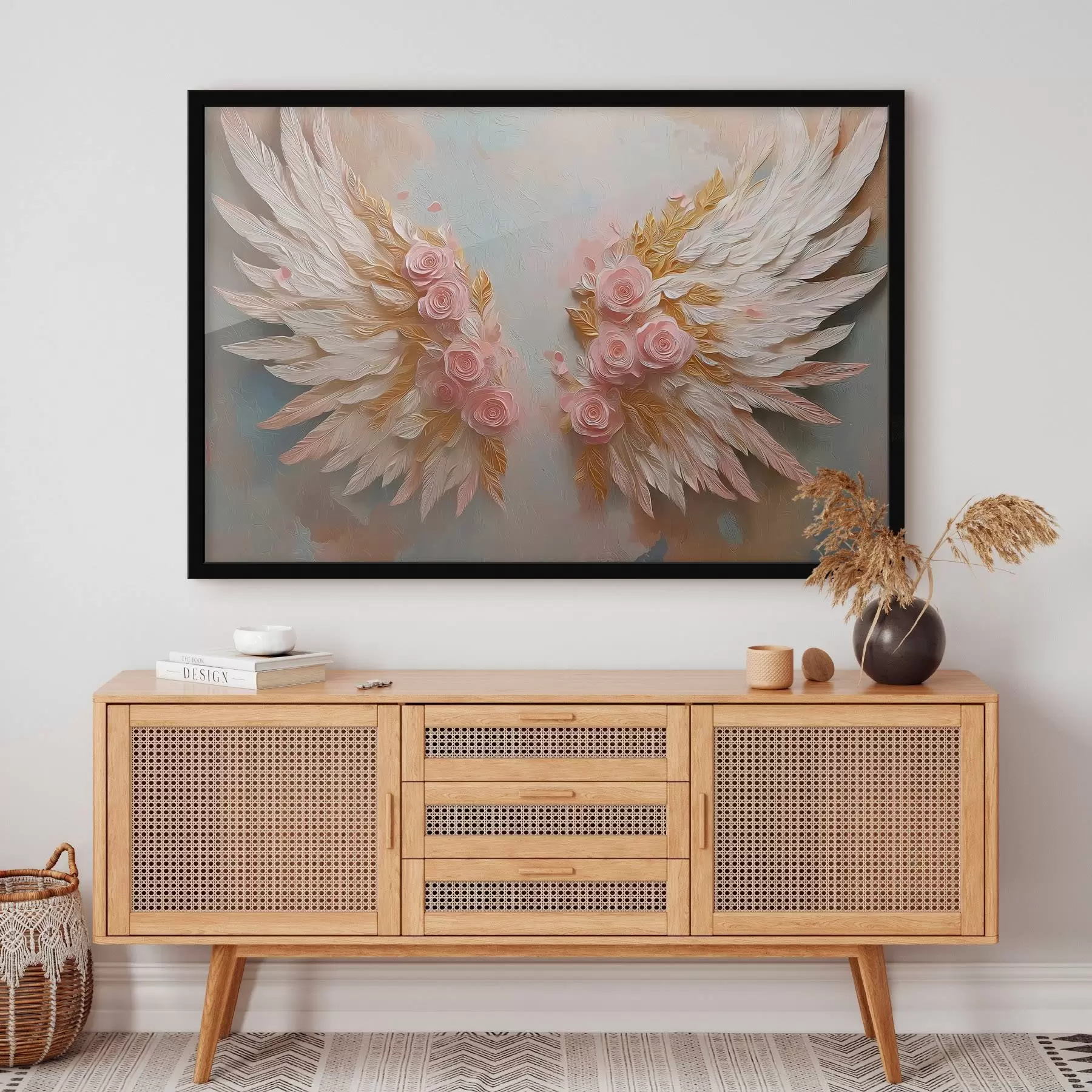 murales de pared Alas con colores amarillo y rosa f46551