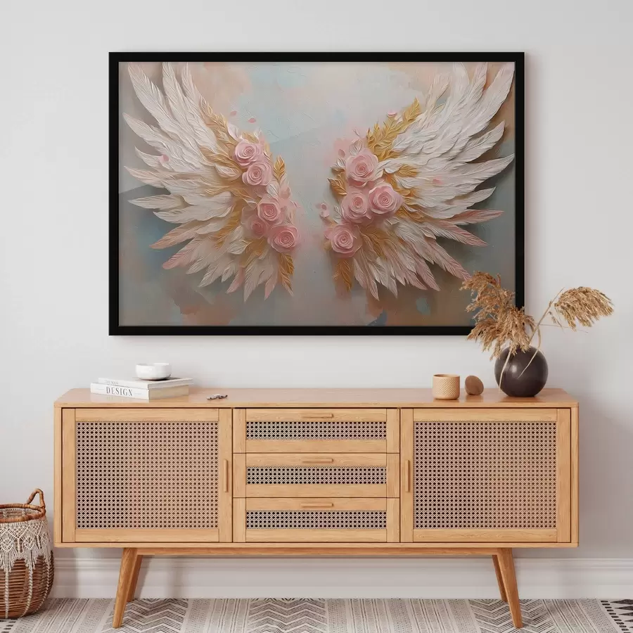 murales de pared Alas con colores amarillo y rosa f46551