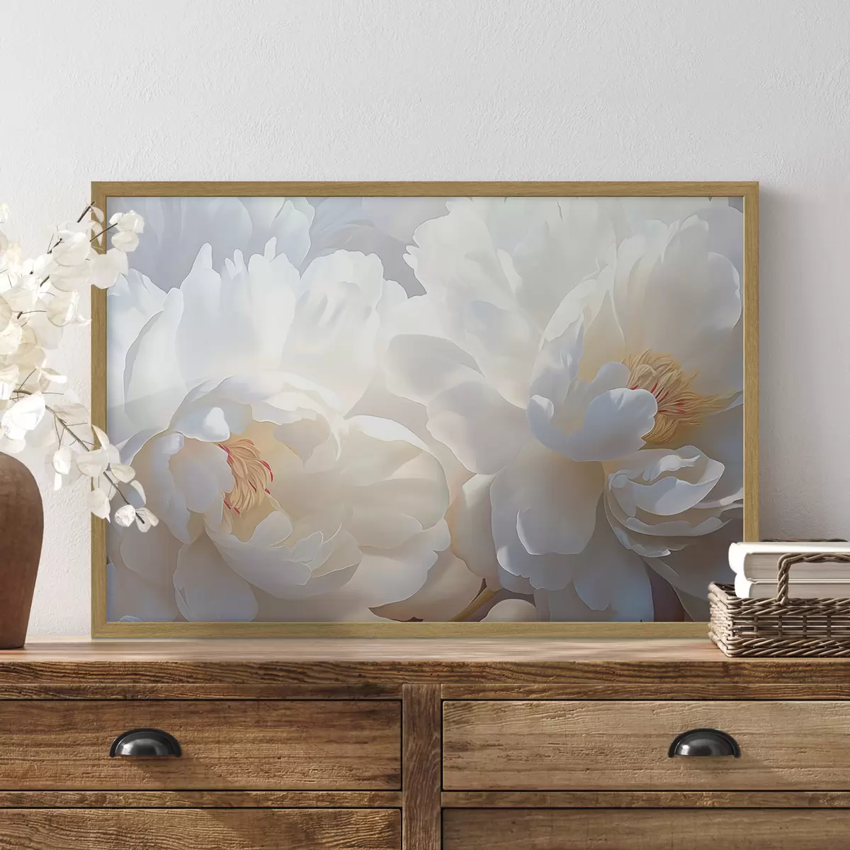 Poster Grandes peonías blancas f46560