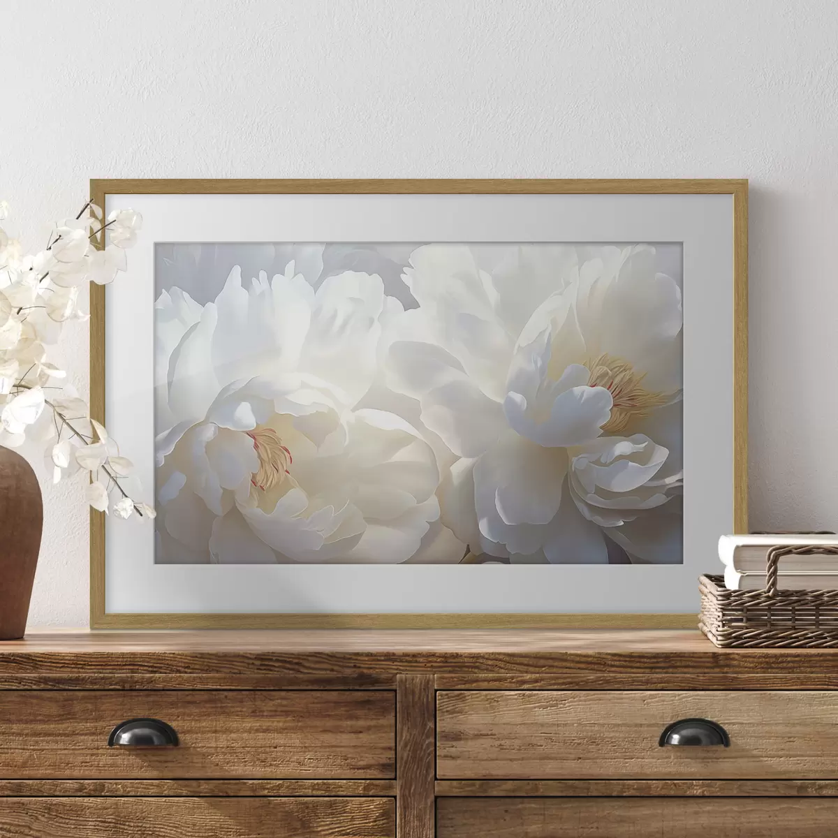 Poster Grandes peonías blancas f46560