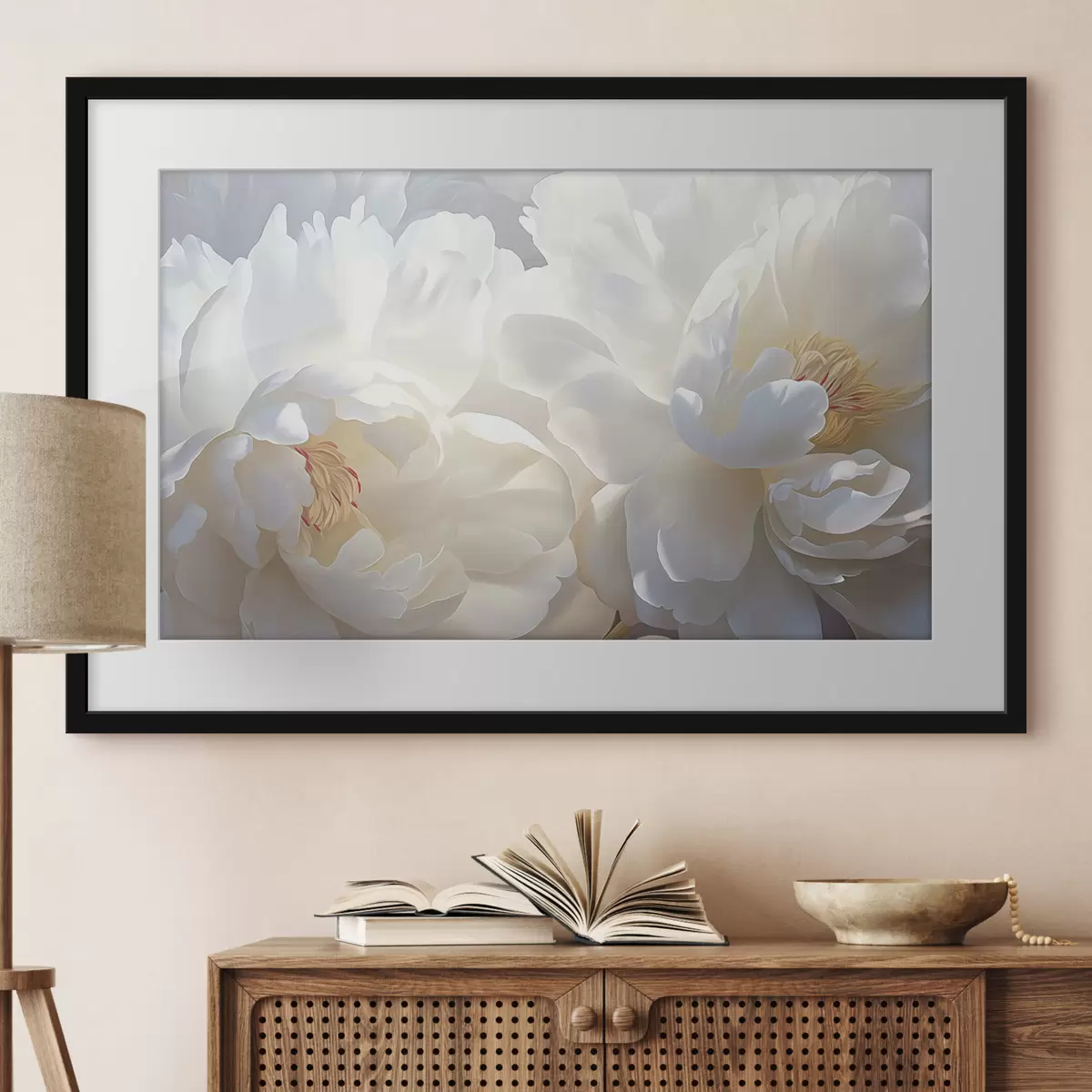 Poster Grandes peonías blancas f46560