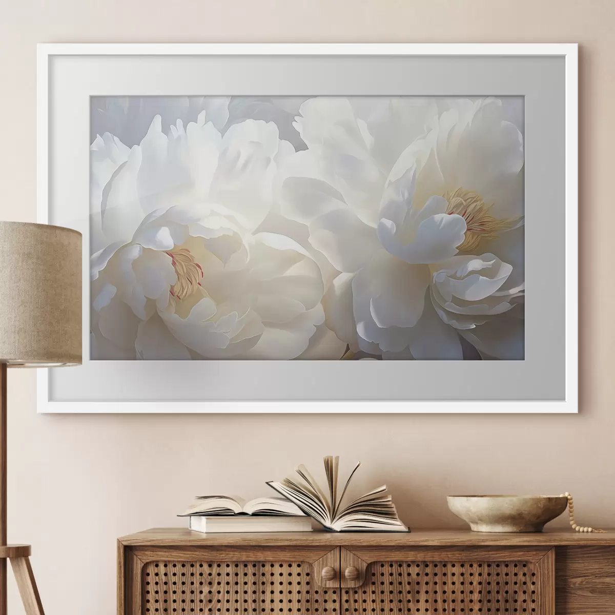 Poster Grandes peonías blancas f46560