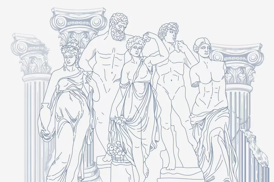 murales de pared Gente antigua y columnas w04865