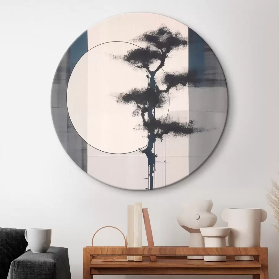 murales de pared Abstracción. Árbol y sol. Minimalismo japonés r46463