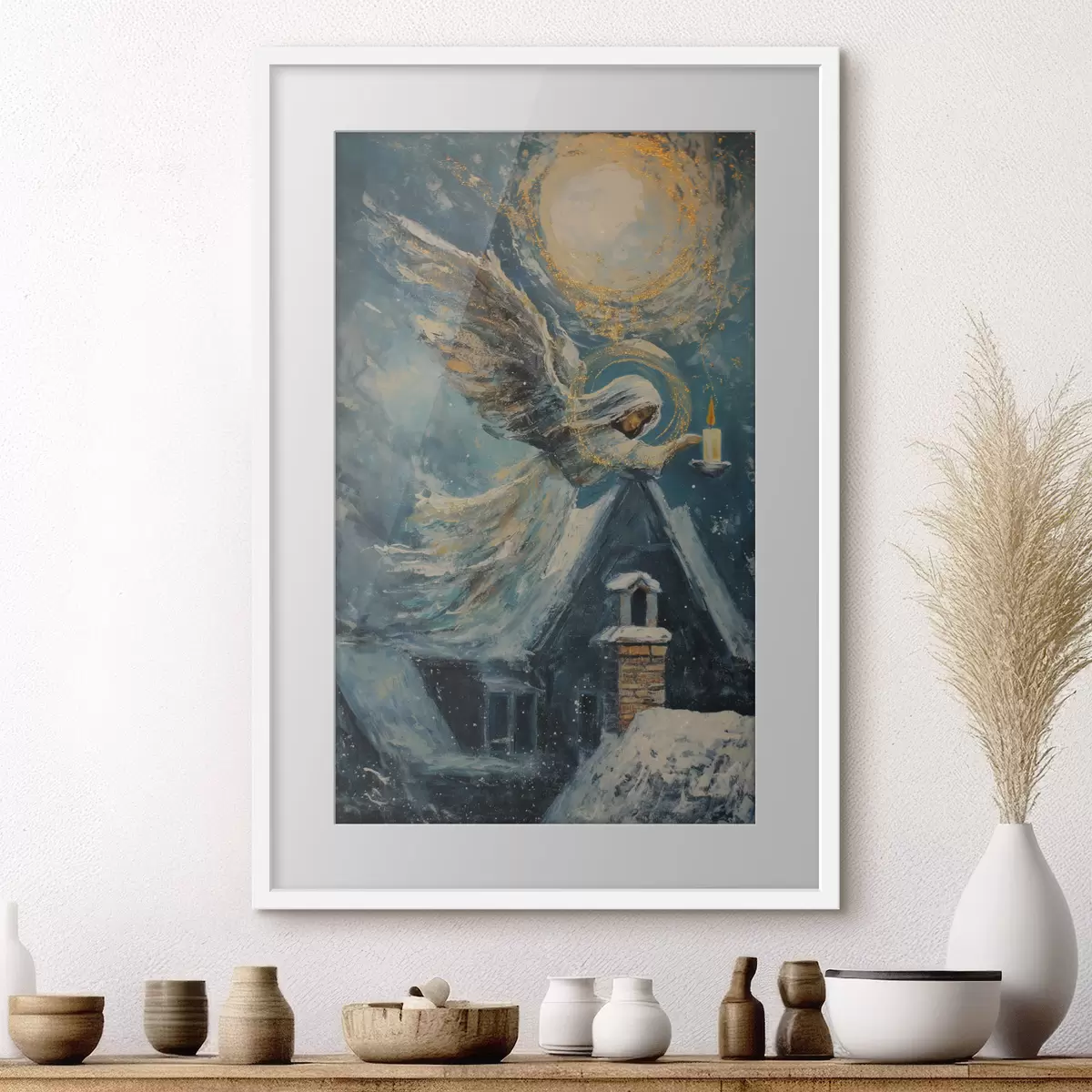 Poster Ángel sobre las casas f46600