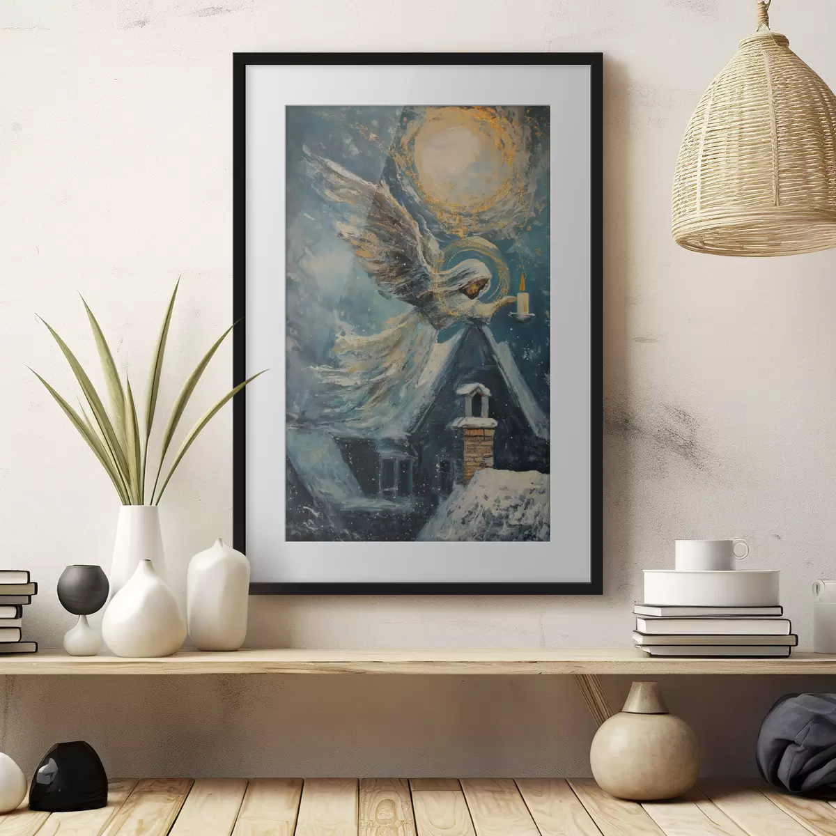 Poster Ángel sobre las casas f46600