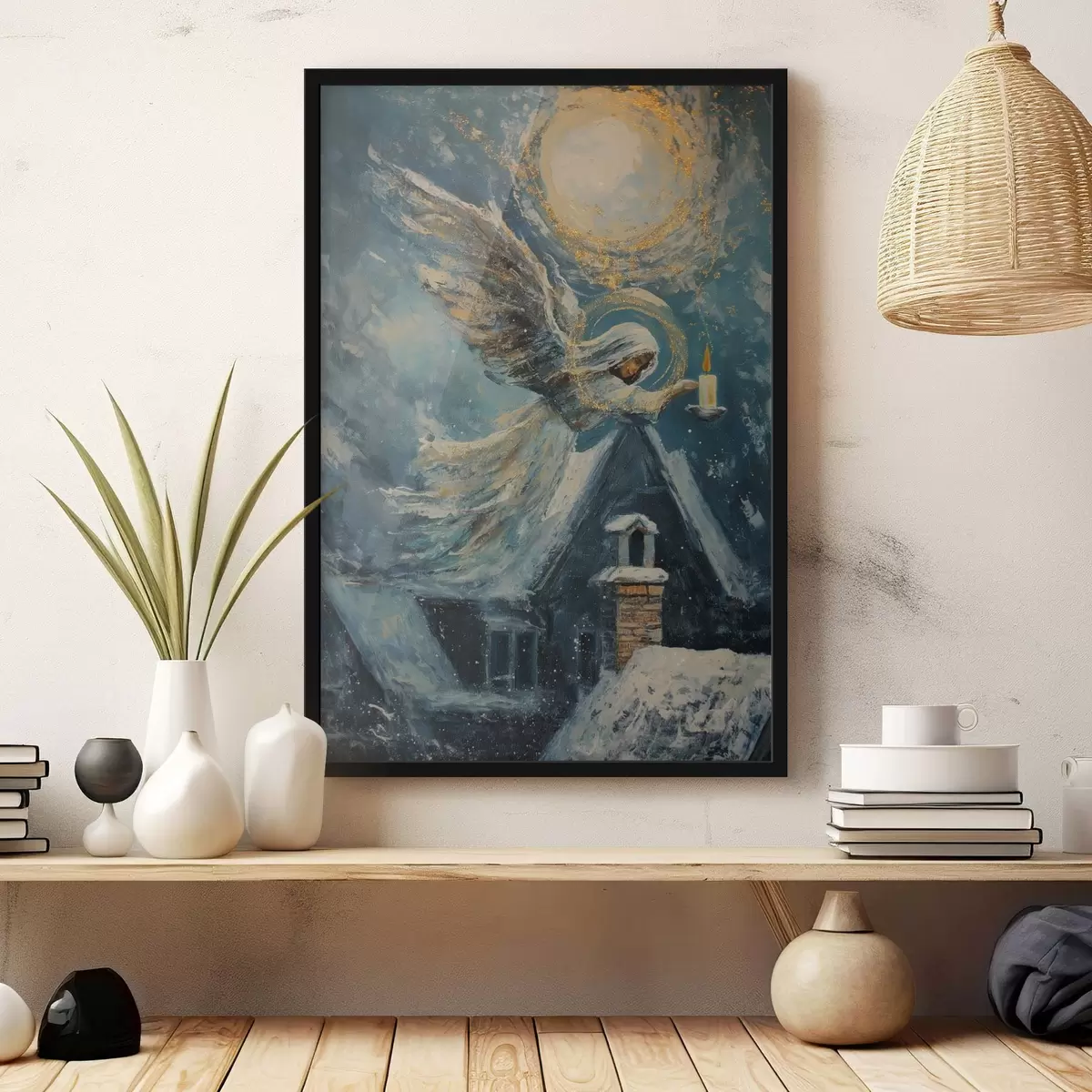 Poster Ángel sobre las casas f46600