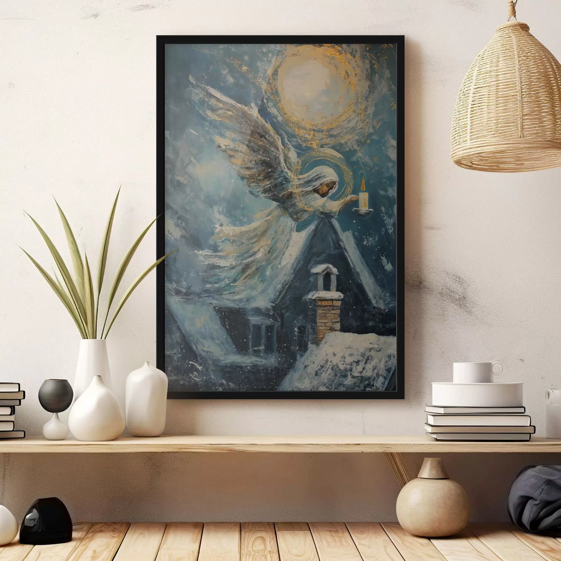 murales de pared Ángel sobre las casas f46600