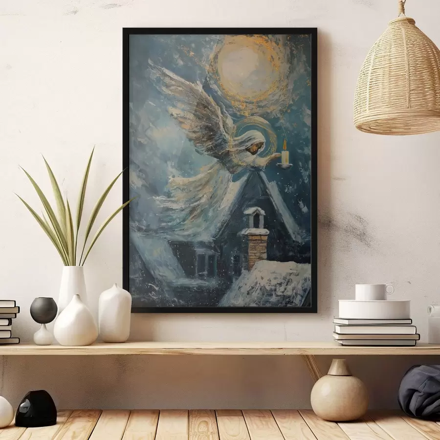 murales de pared Ángel sobre las casas f46600