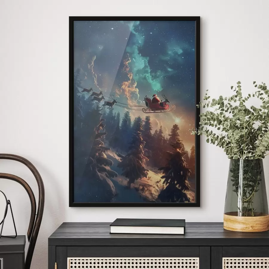 murales de pared Papá Noel en reno f46602