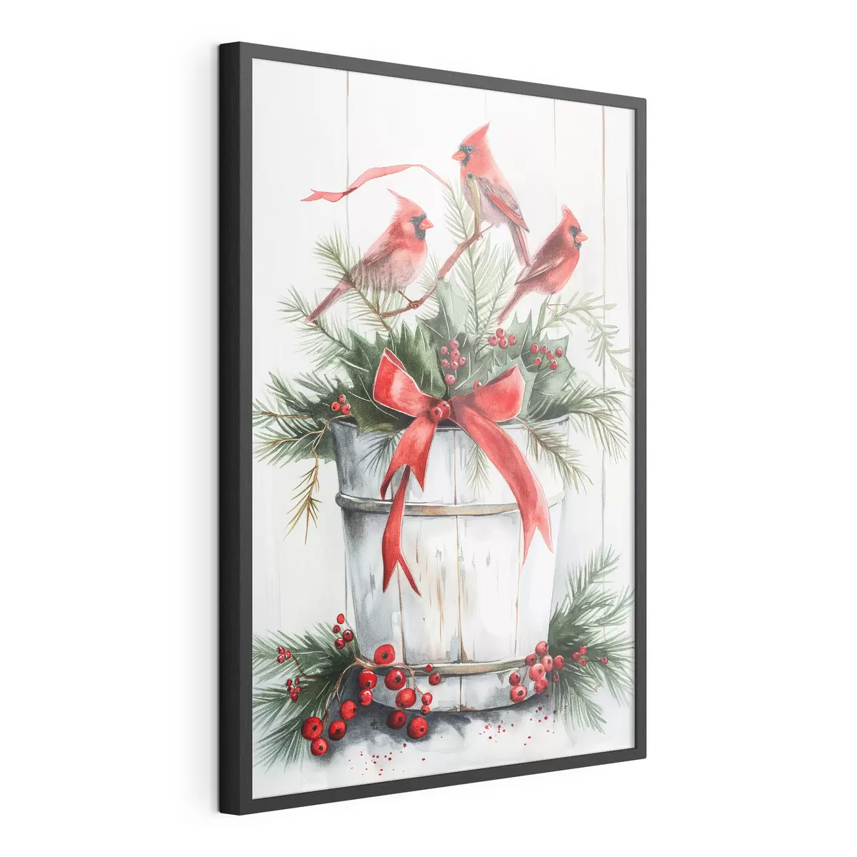Poster Pájaros en una maceta navideña f46607