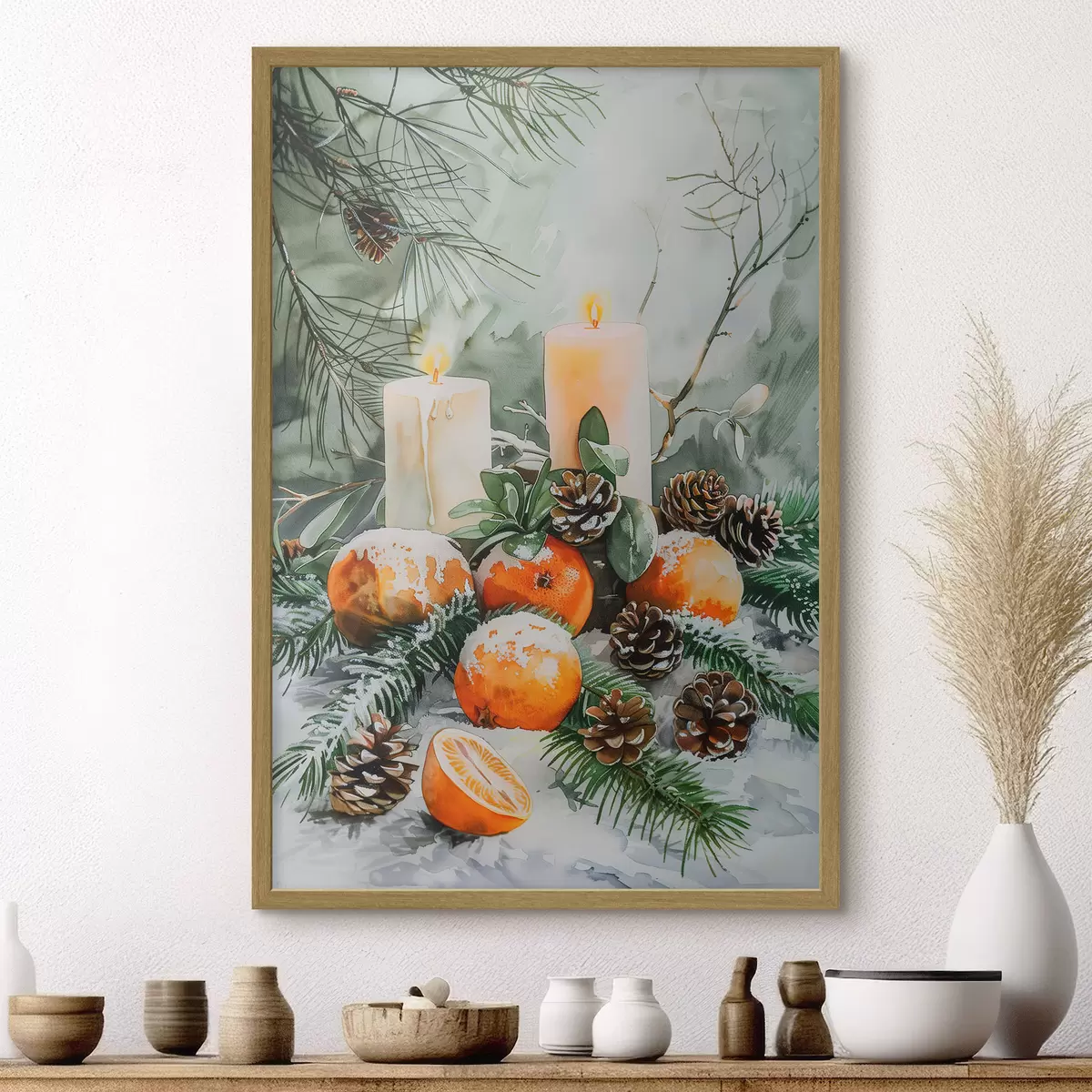 Poster Velas, mandarinas y piñas f46614