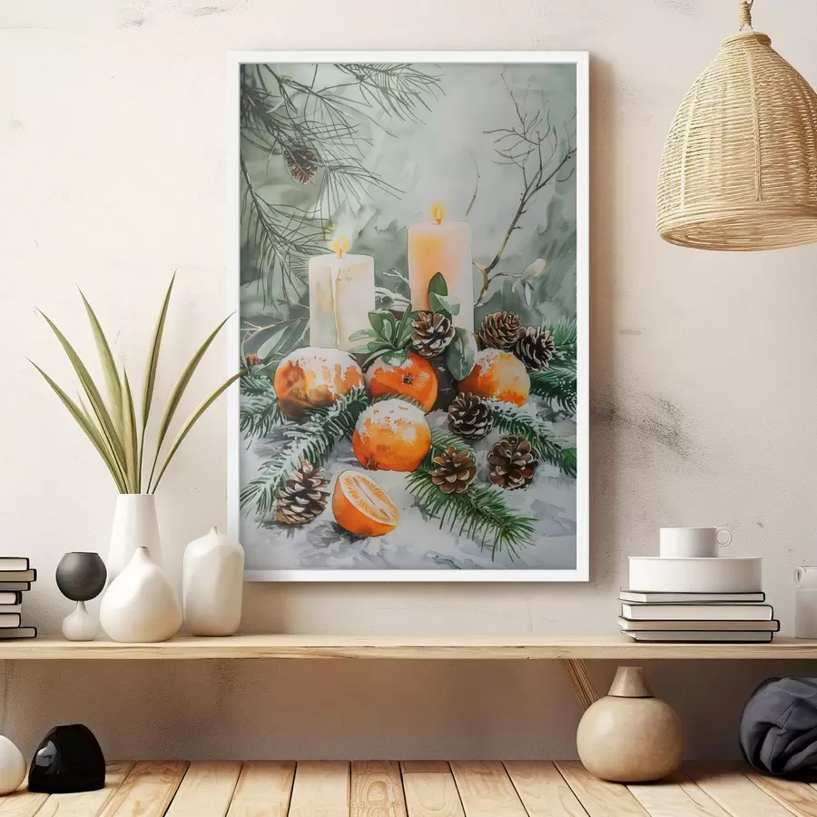 murales de pared Velas, mandarinas y piñas f46614