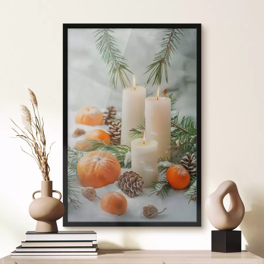 murales de pared Velas, mandarinas y piñas f46615