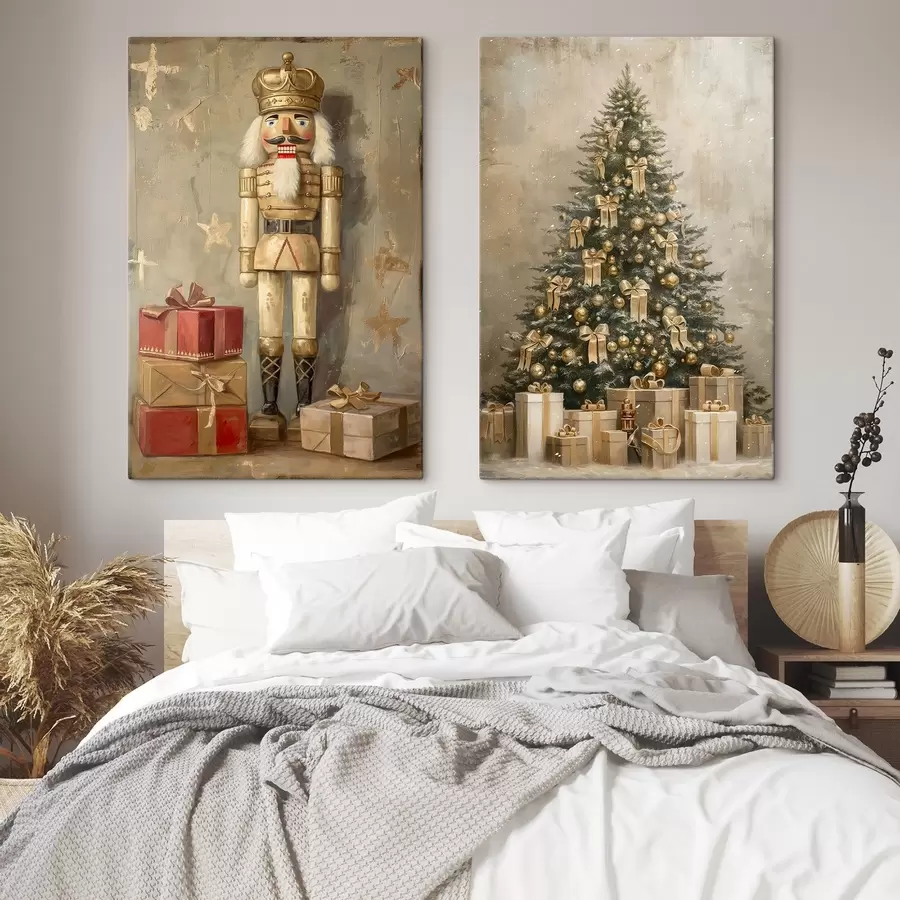 murales de pared El cascanueces y el árbol de Navidad con regalos m00957