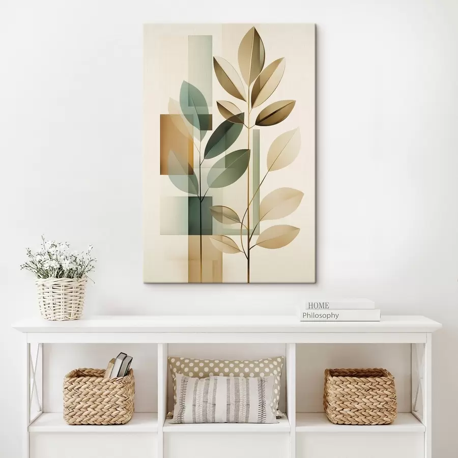 murales de pared Abstracción geométrica con hojas s46581