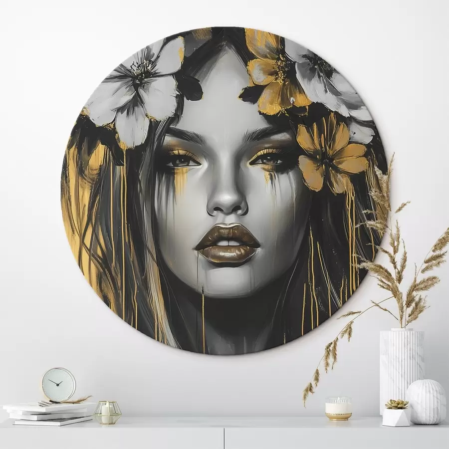 murales de pared Retrato abstracto de una mujer con flores r46454