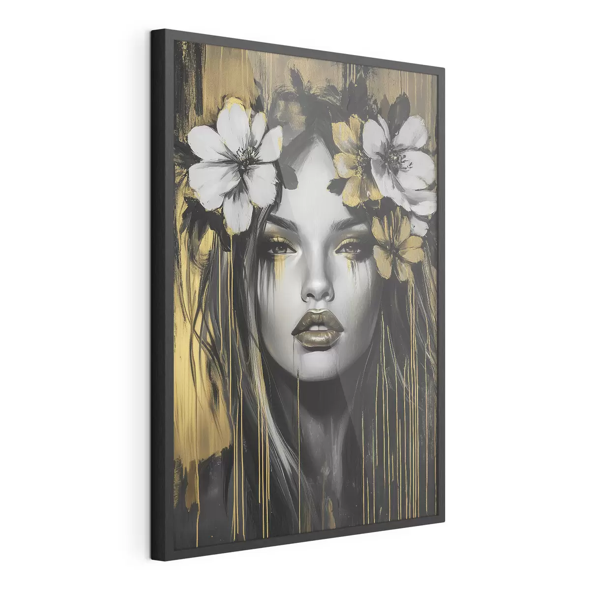 Poster Retrato abstracto de una mujer con flores f46454