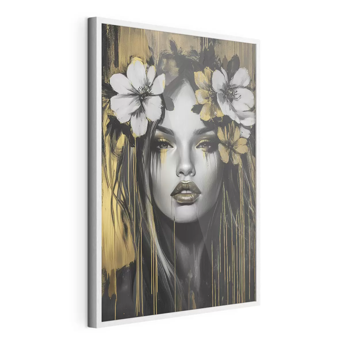 Poster Retrato abstracto de una mujer con flores f46454