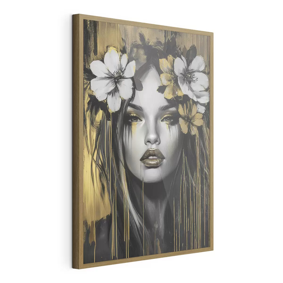 Poster Retrato abstracto de una mujer con flores f46454