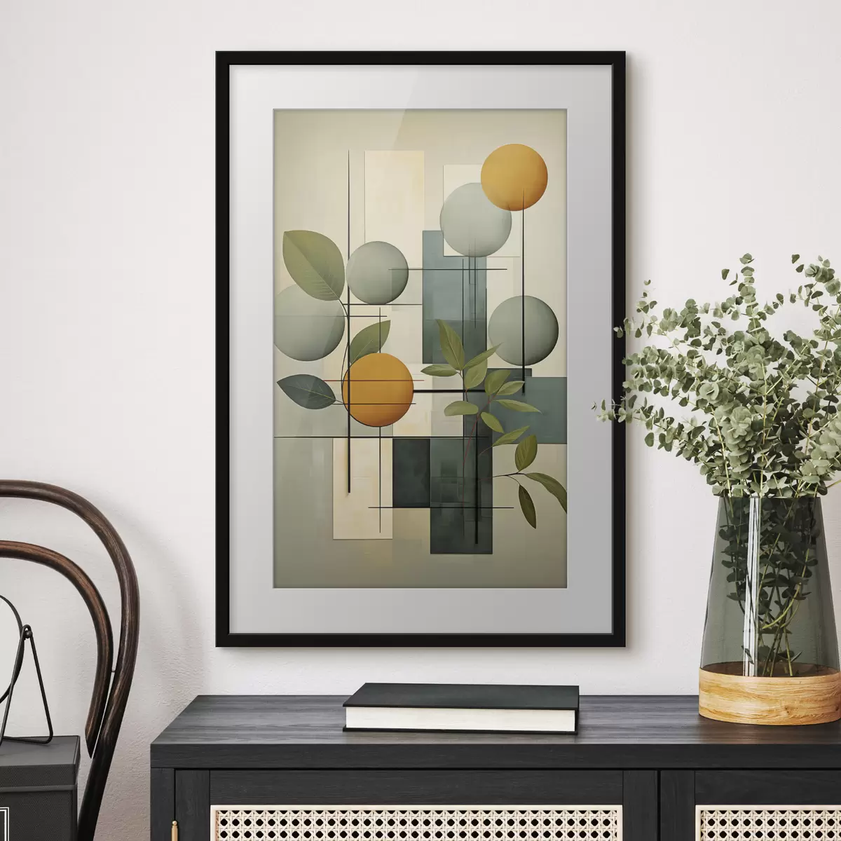 Poster Abstracción geométrica con plantas f46579