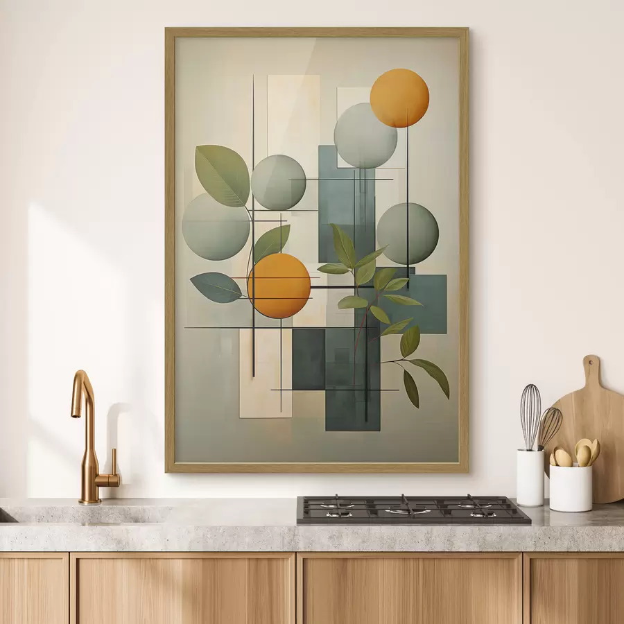 murales de pared Abstracción geométrica con plantas f46579