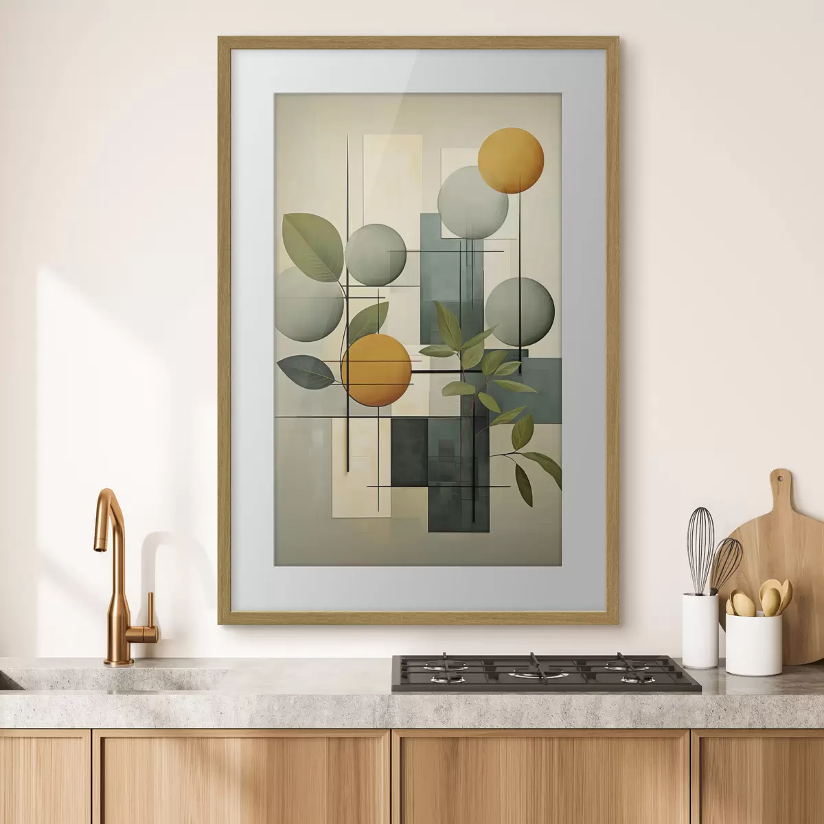 Poster Abstracción geométrica con plantas f46579