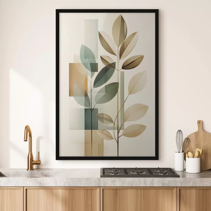 murales de pared Abstracción geométrica con hojas f46581