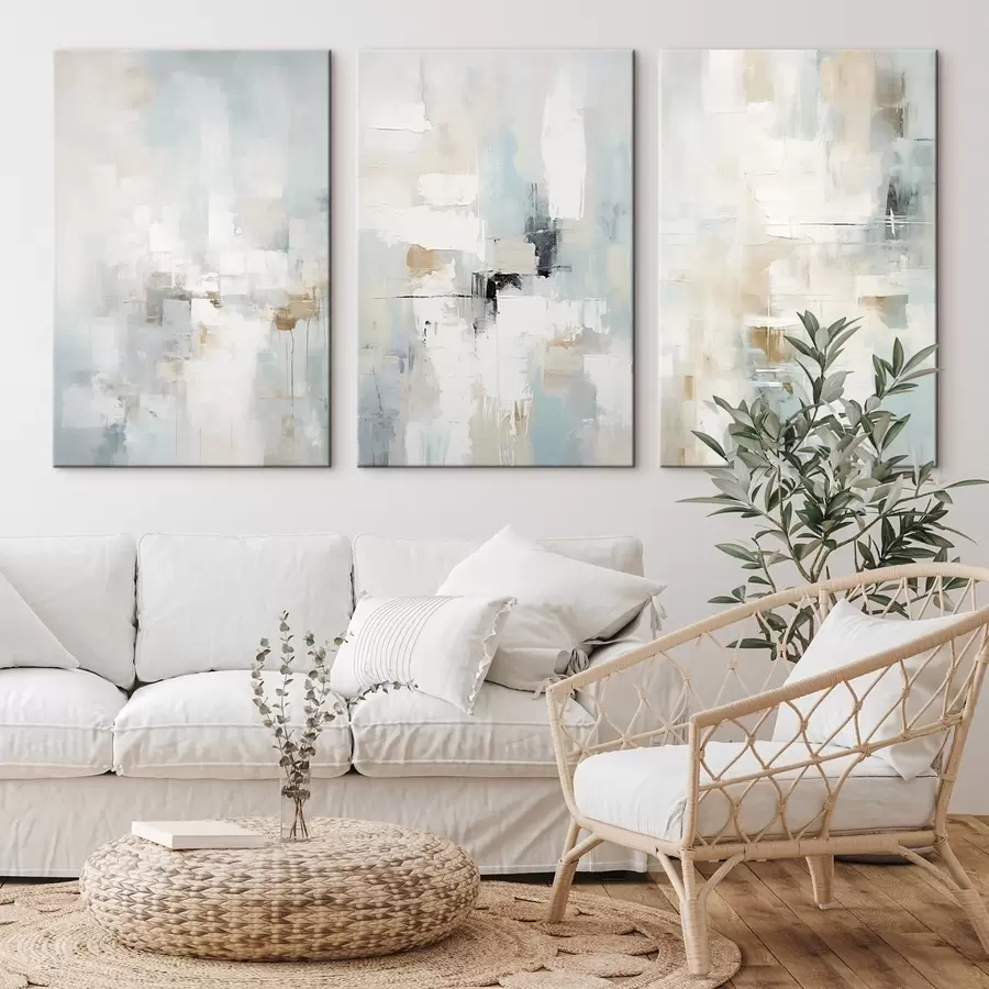 murales de pared Paleta abstracta y aireada: blanco, beige y azul pálido. m00966