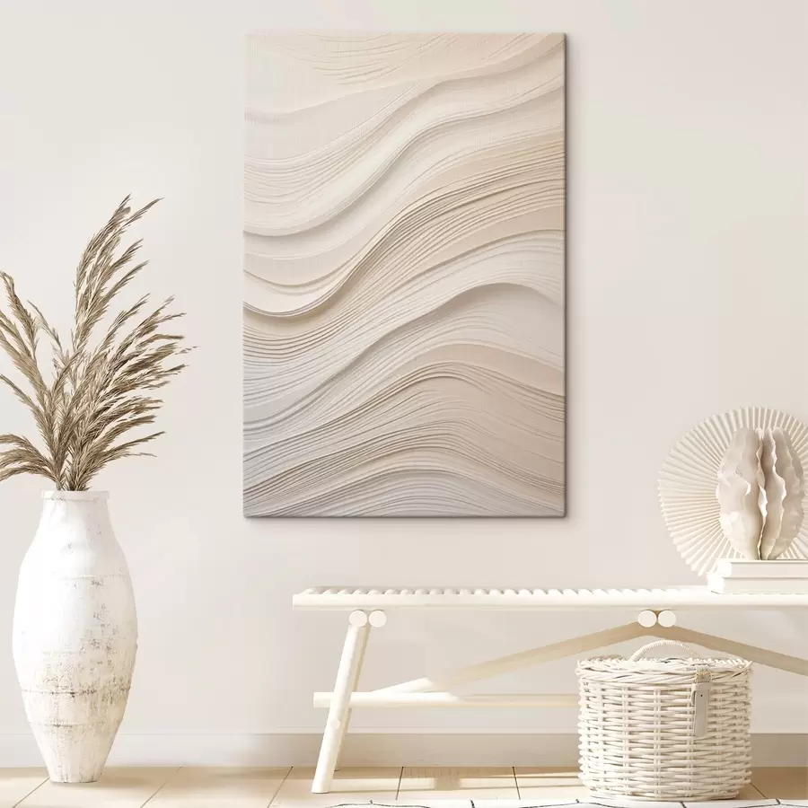 murales de pared Ondas en relieve en tonos arena superpuestos, textura suave. s46484
