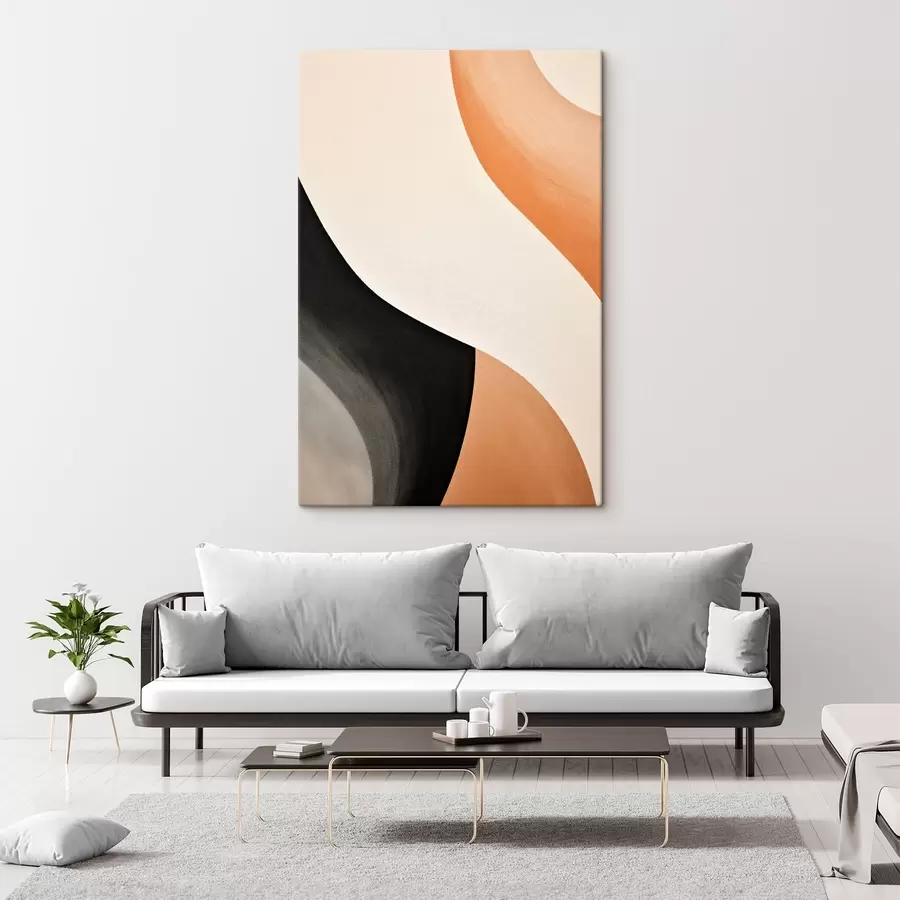 murales de pared Curva en S llamativa en color crema, negro y detalles en terracota. s46495