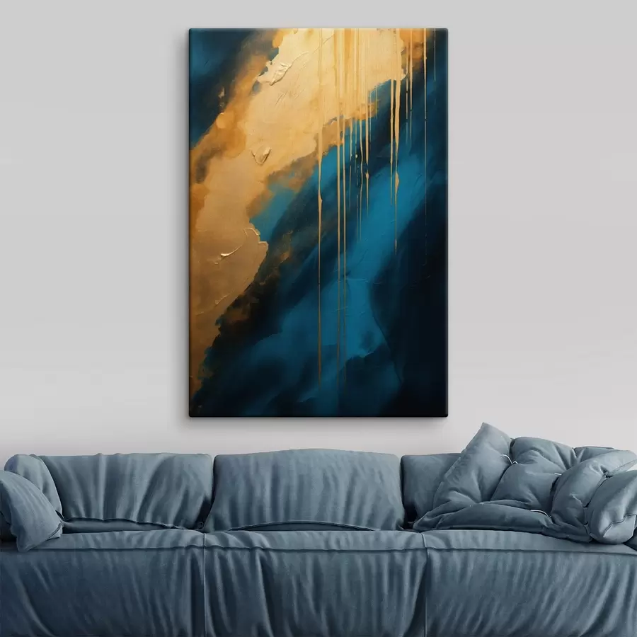 murales de pared Abstracto en verde azulado y azul intenso con reflejos cálidos fluidos. s46509