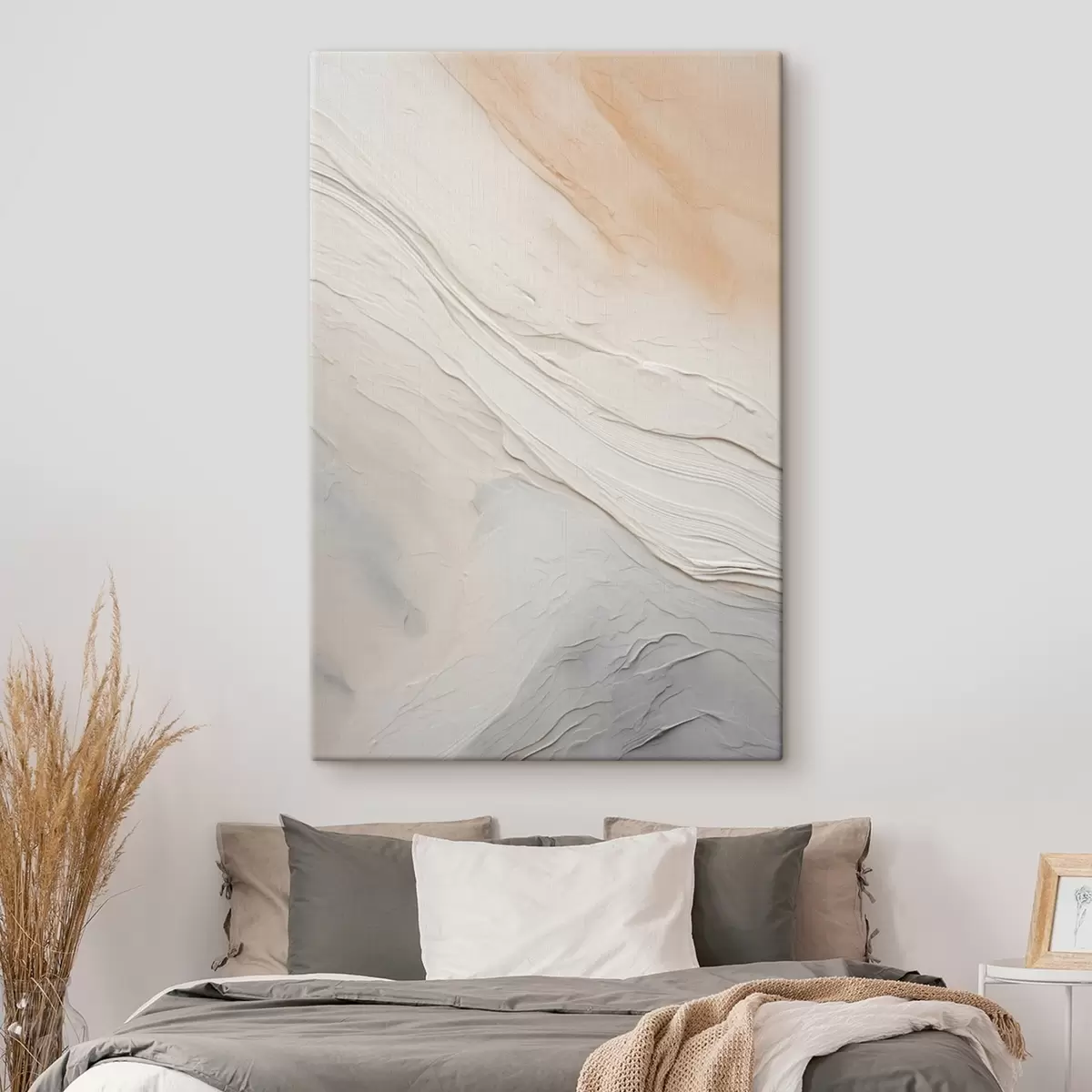 murales de pared Olas de yeso texturizado en suaves tonos marfil y arena. s46510