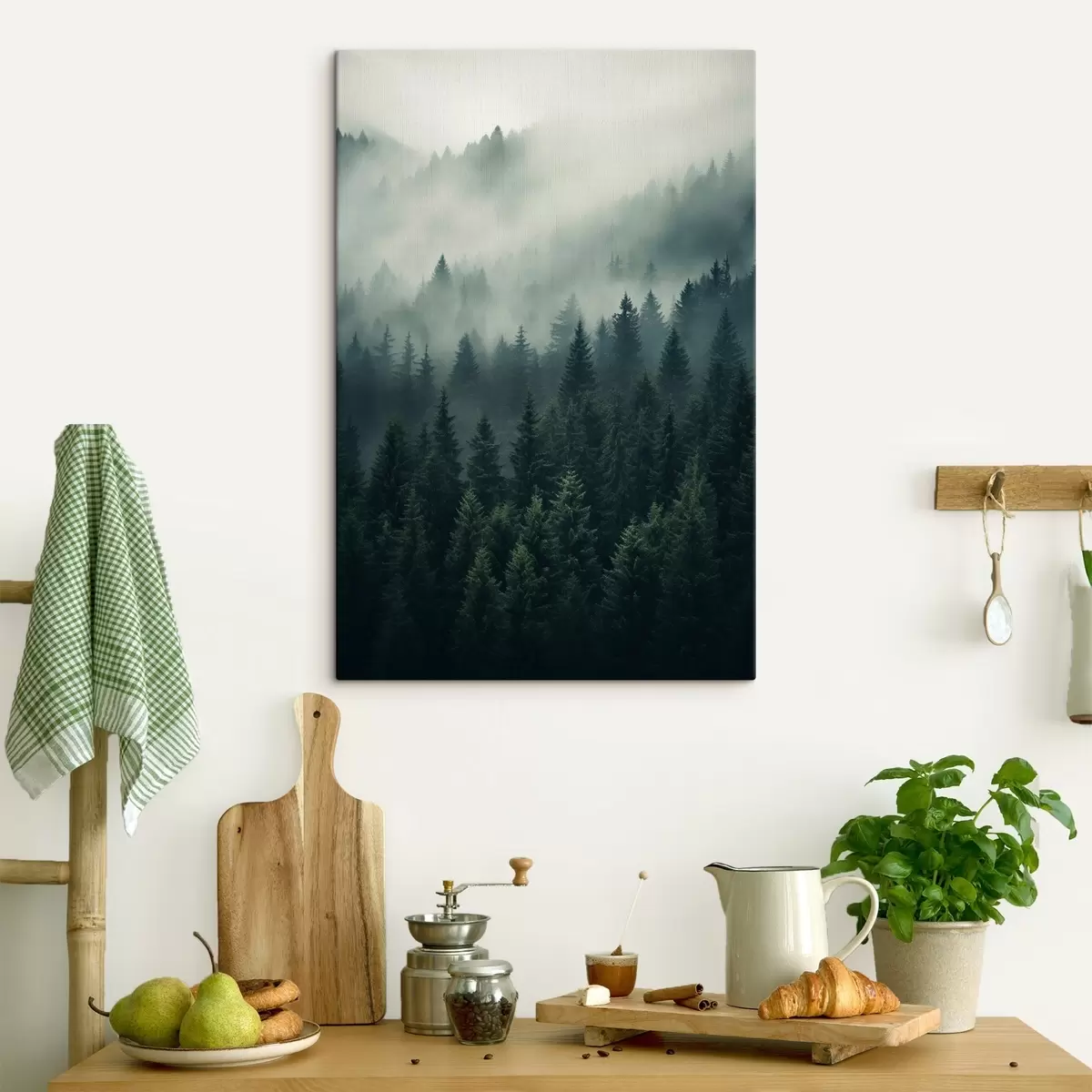 murales de pared Niebla sobre un denso bosque siempreverde s46512