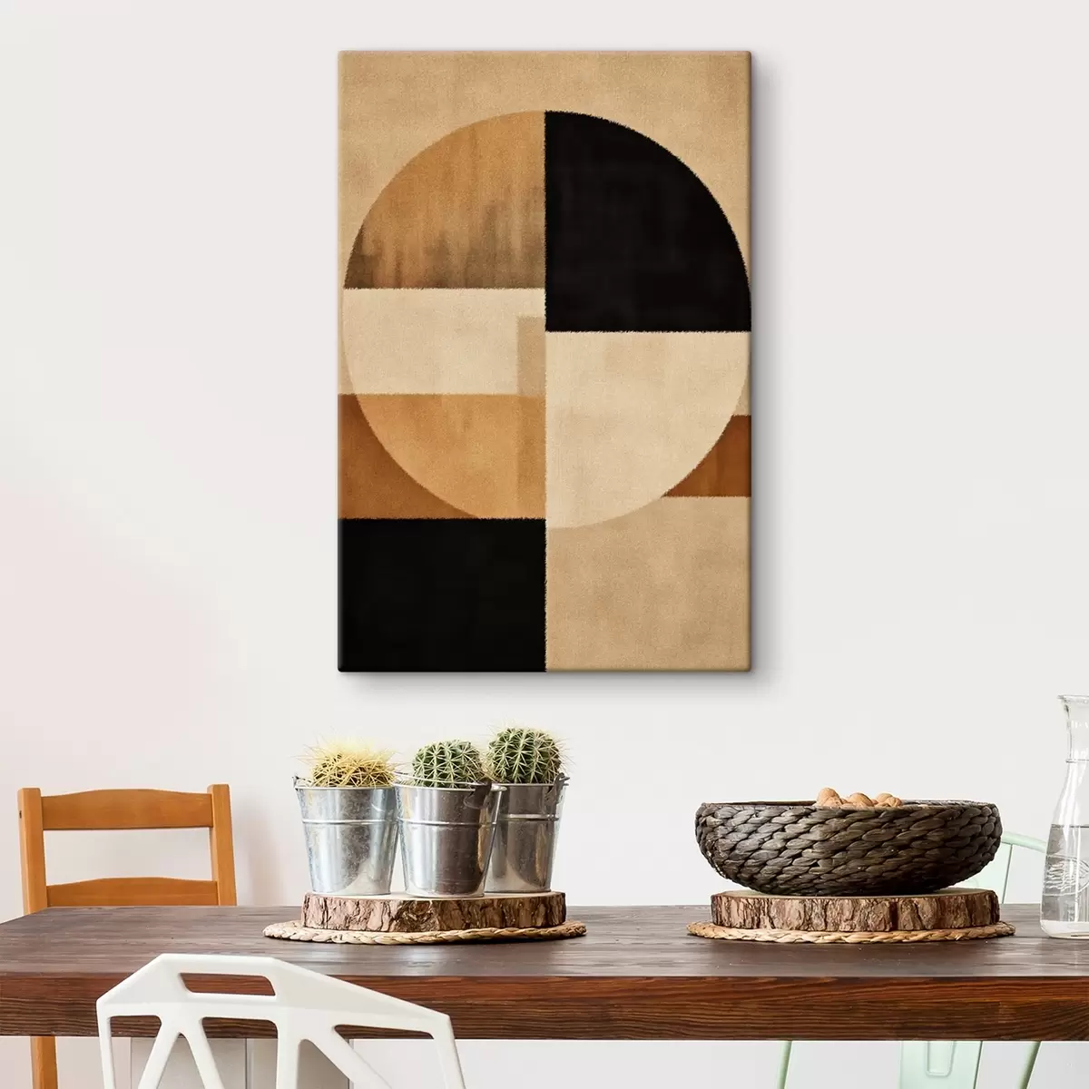 murales de pared Medios círculos y cuadrados en tonos cálidos, textura suave. s46531