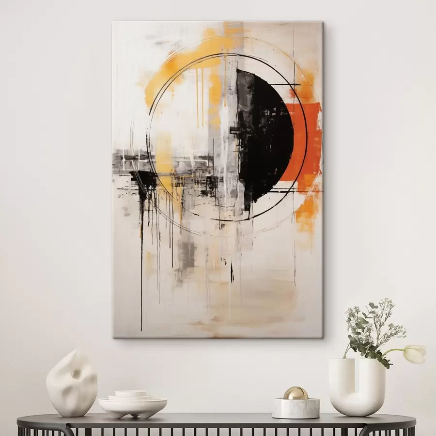 murales de pared Círculo monocromo naranja con gotas texturizadas s46536