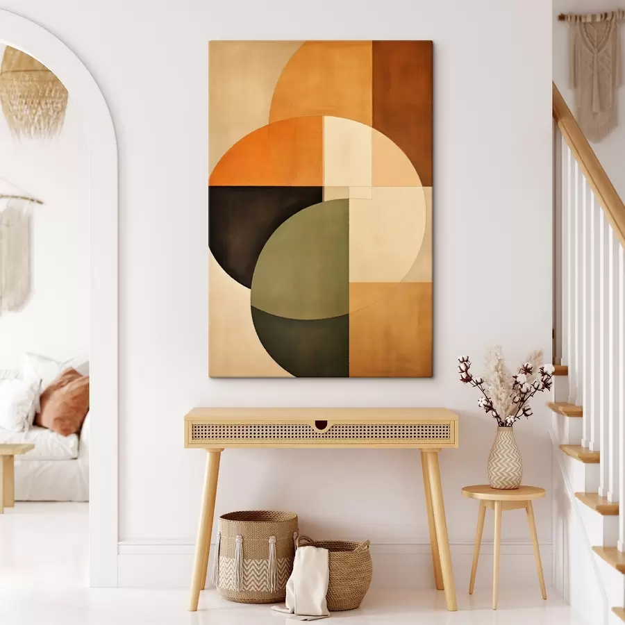 murales de pared Círculos entrecruzados en una paleta de colores arena y oliva. s46537