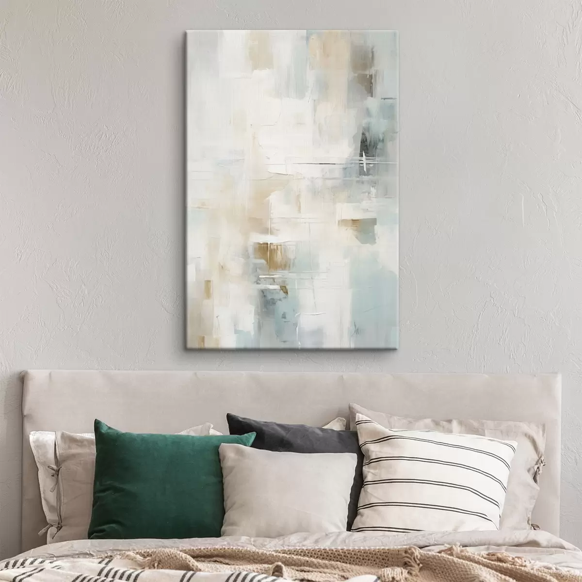 murales de pared Trazos aireados de azul y beige sobre blanco s46547