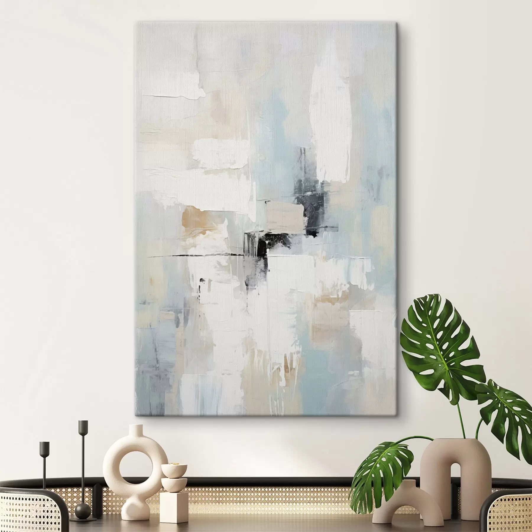 murales de pared Abstracto en tonos claros con un toque negro s46548