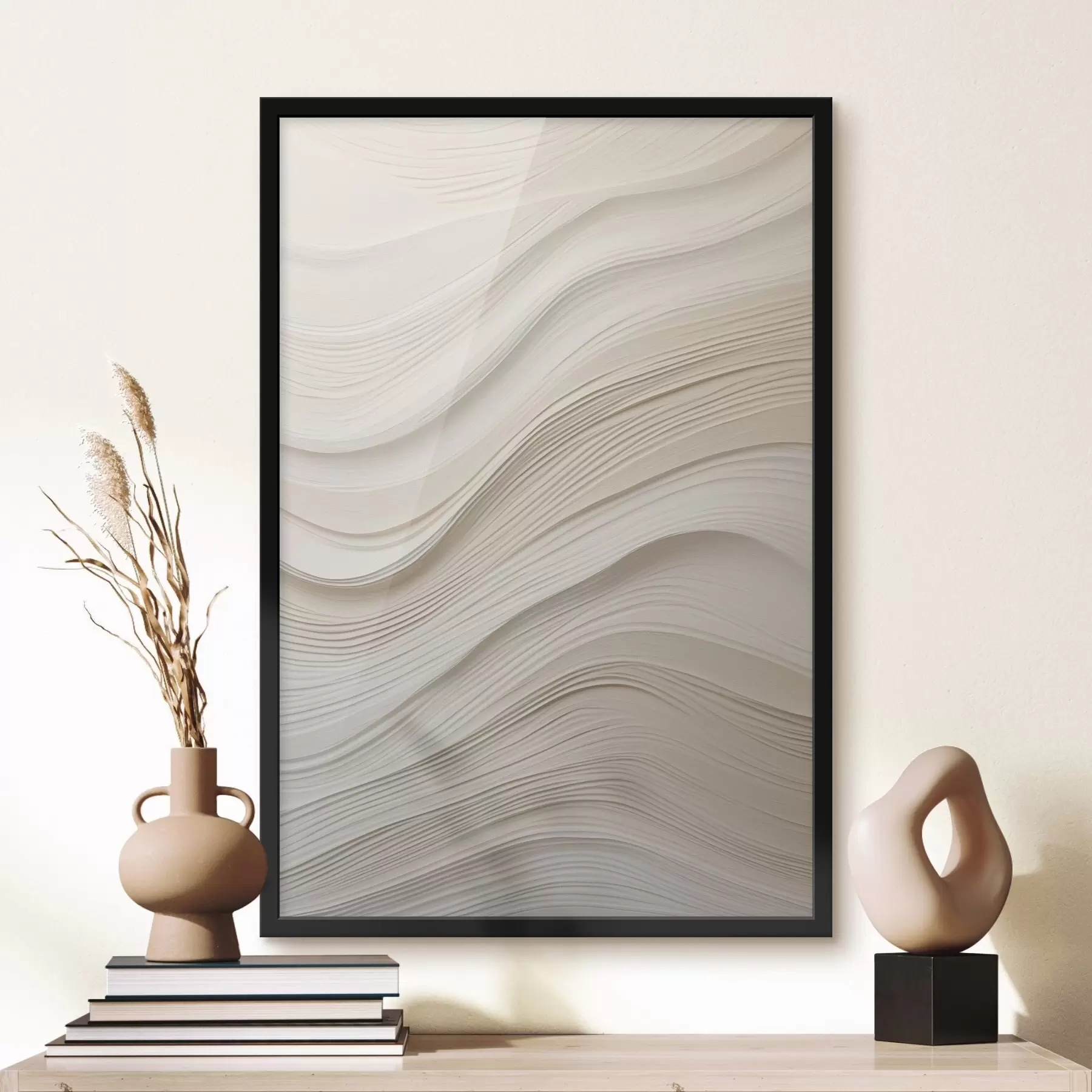 murales de pared Ondas en relieve en tonos arena superpuestos, textura suave. f46484