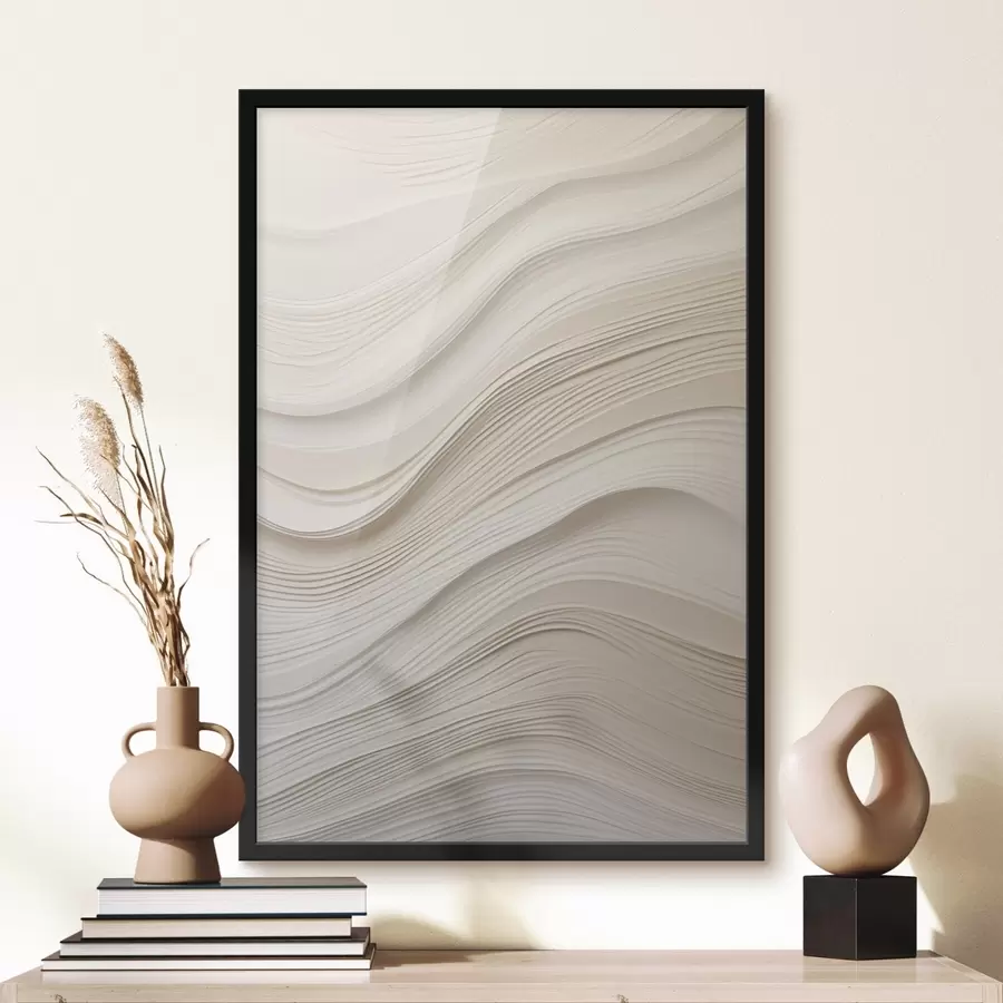 murales de pared Ondas en relieve en tonos arena superpuestos, textura suave. f46484