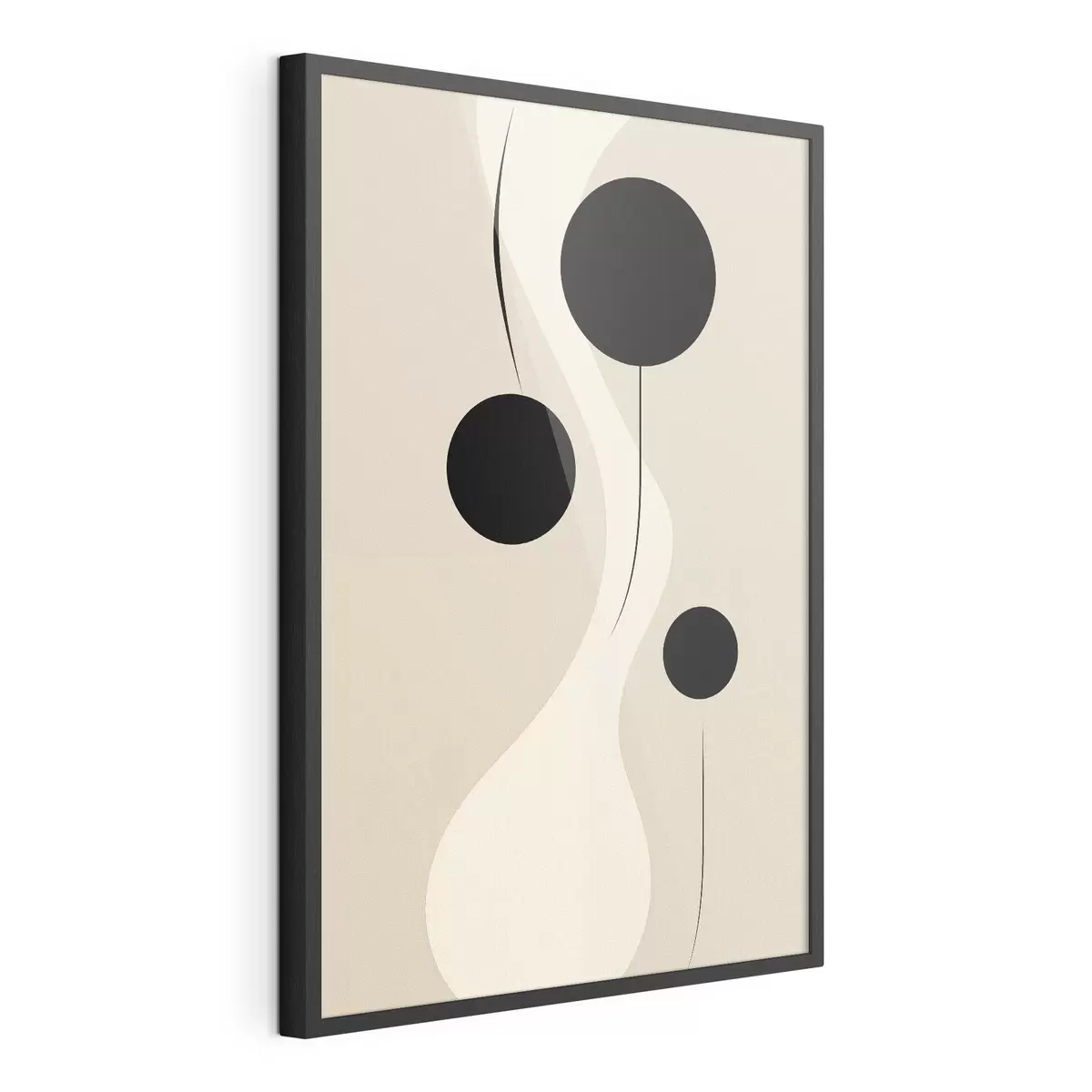 Poster Círculos mínimos sobre fondo beige con acentos de líneas fluidas f46496