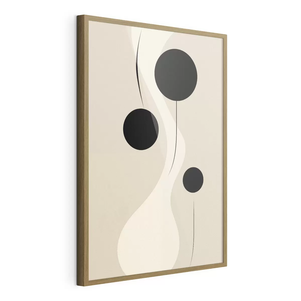 Poster Círculos mínimos sobre fondo beige con acentos de líneas fluidas f46496