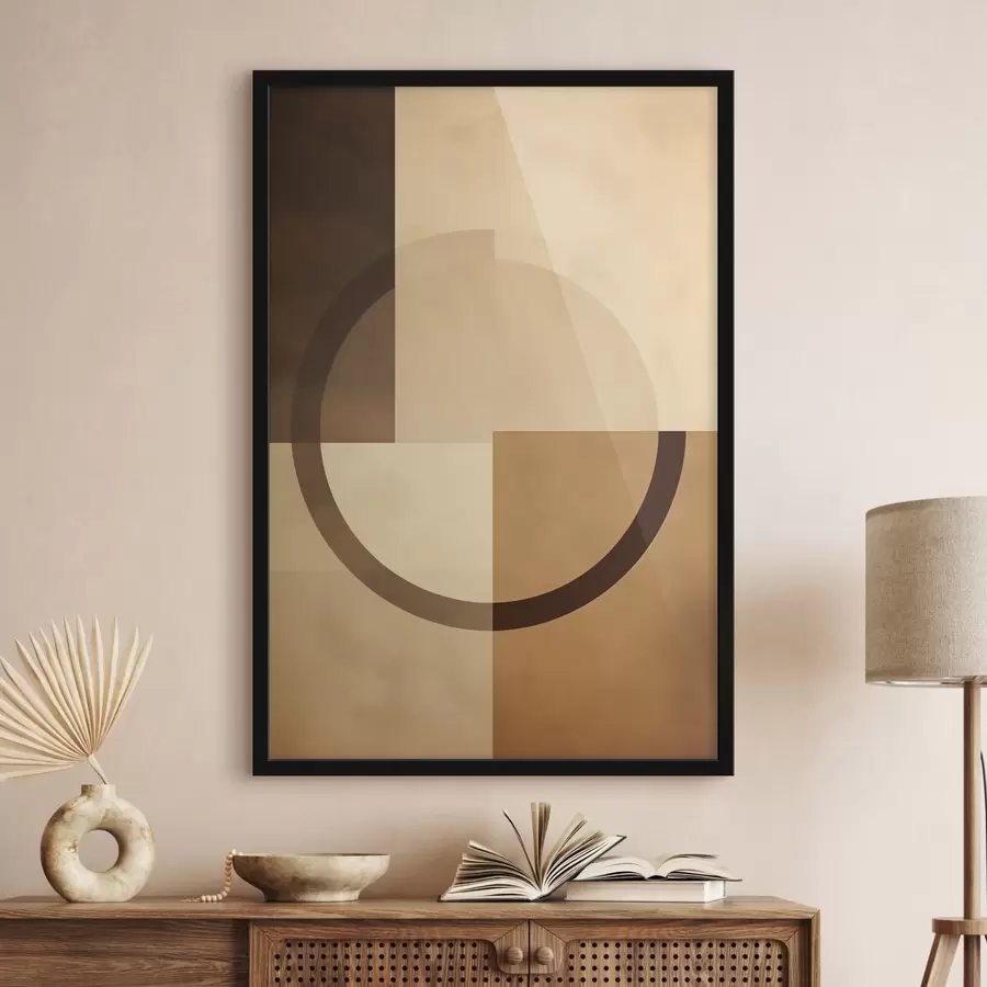 murales de pared Cuadrados apagados con anillo translúcido, paleta de colores tierra cálidos. f46498