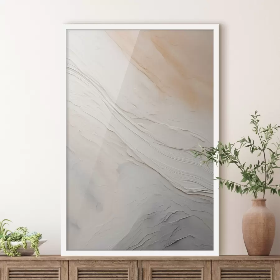 murales de pared Olas de yeso texturizado en suaves tonos marfil y arena f46510