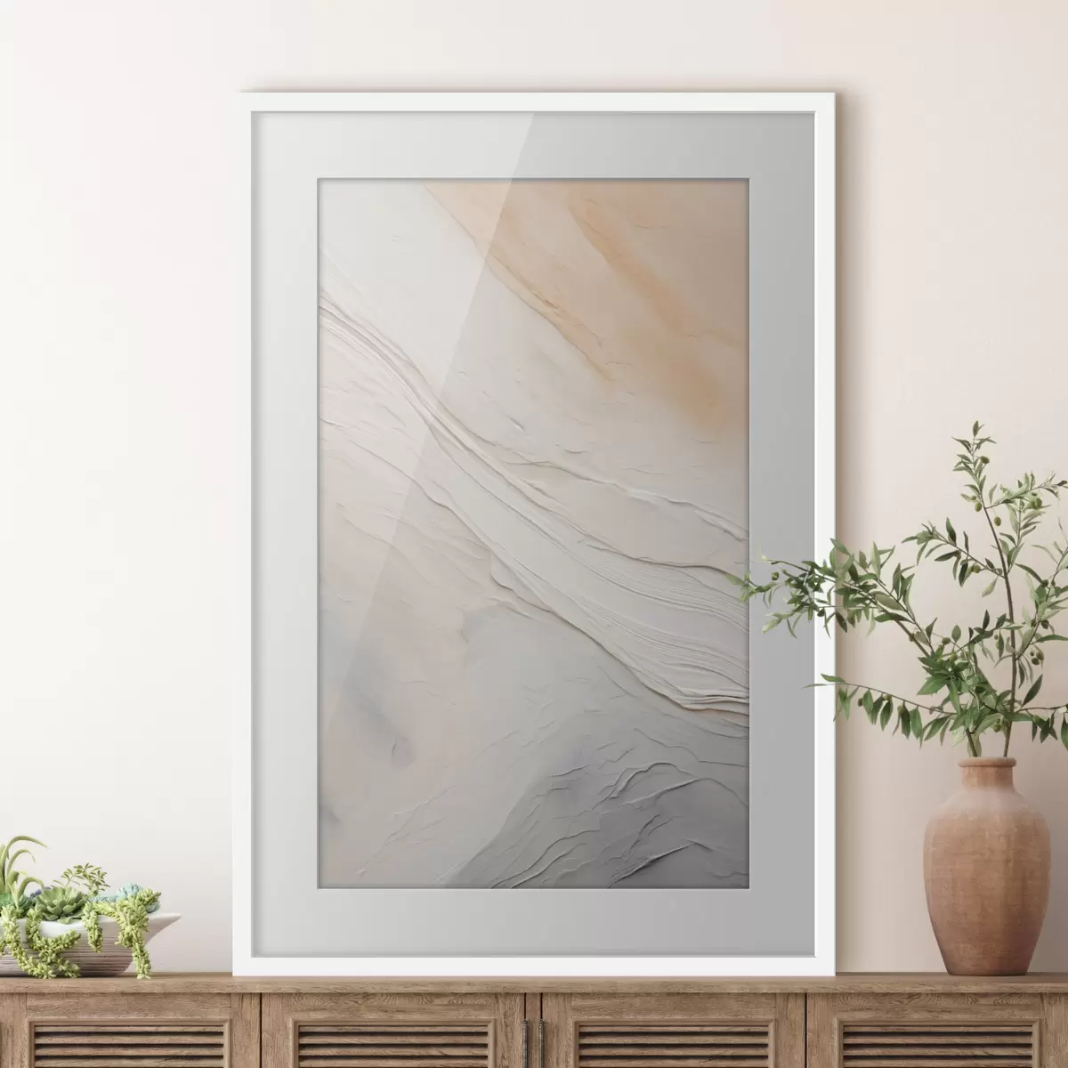 Poster Olas de yeso texturizado en suaves tonos marfil y arena f46510